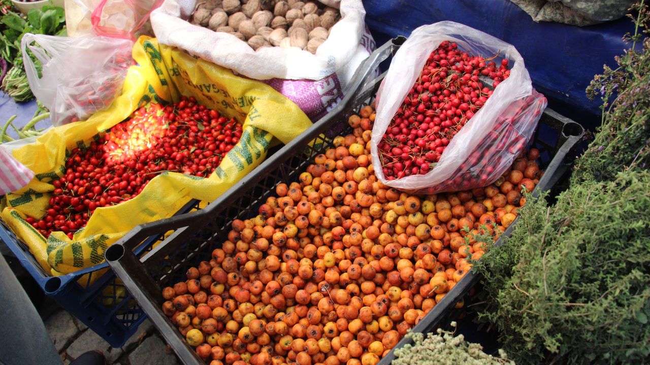 Kışın habercisi alıç meyvesi, tezgahları renklendirdi