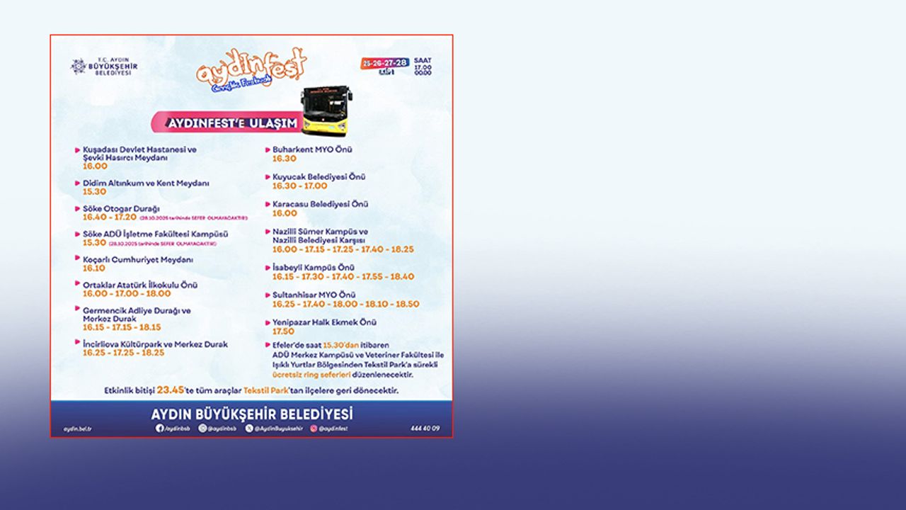 Aydın Büyükşehir Belediyesi’nden Aydınfest’e ulaşım kolaylığı