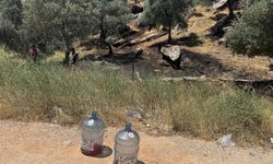 Kaza sonrası çıkan yangın, yol kenarına bırakılan su bidonlarıyla söndürüldü