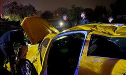 Ticari taksi tarlaya uçtu: 1 yaralı