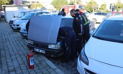 Sürücünün hızlı müdahalesi aracı yanmaktan kurtardı