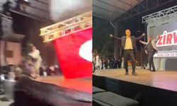 Zeybek oynamak için sahneye çıkan belediye başkanı saniyelerle kurtuldu
