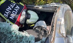 Kuşadası’nda araç şarampole yuvarlandı: 1 yaralı