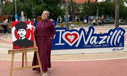 Nazilli’de genç ressamdan Atatürk’e anlamlı saygı duruşu