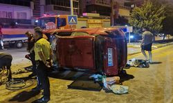 Takla atan otomobilin sürücüsü yaralandı