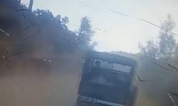 Yangın bölgesinde korkutan kaza: Cip uçuruma böyle yuvarlandı