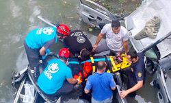 Karacasu’da otomobil kanala uçtu