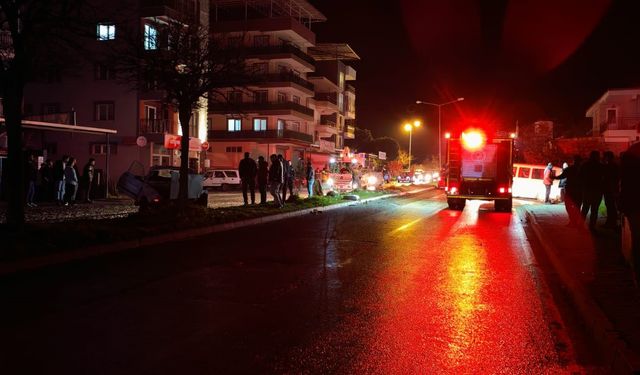 Direksiyon hakimiyeti kaybolan araç yoldan çıktı