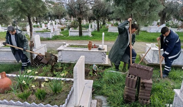 Aydın Büyükşehir mezarlıklarda onarım ve bakım çalışması gerçekleştirdi