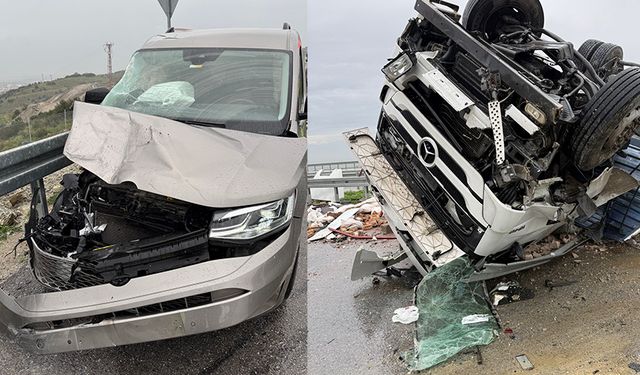 Otoyolda kazaya karışan tır ters döndü: 1 yaralı