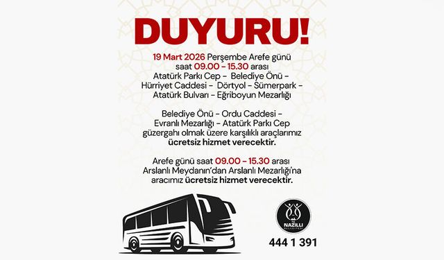 Nazilli’de Ramazan Bayramı öncesi mezarlıklara ücretsiz servis hizmeti