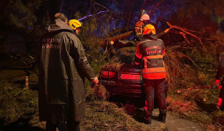 Önce duvarı yıktı sonra otomobilin üzerine devrildi: 2 yaralı