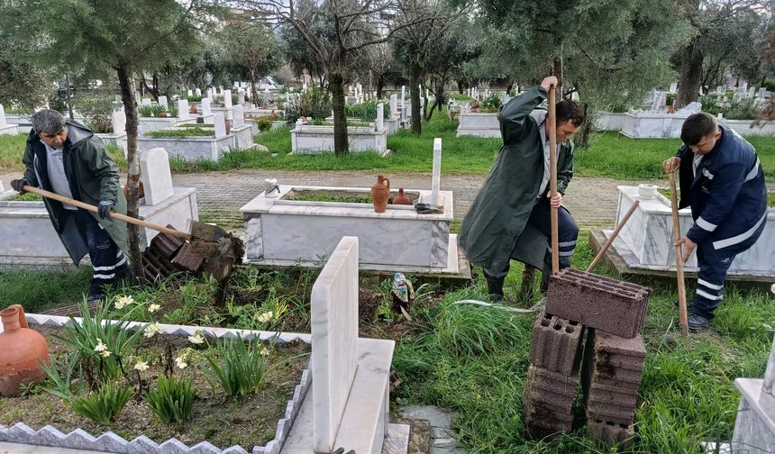 Aydın Büyükşehir mezarlıklarda onarım ve bakım çalışması gerçekleştirdi