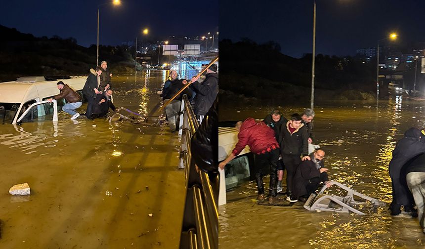 Sele kapılan minibüste can pazarı