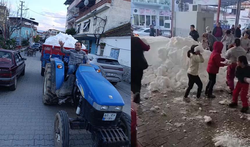 Bozdoğanlı vatandaştan çocuklara kar sürprizi