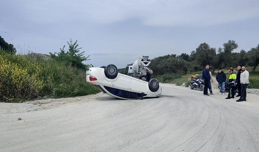 80 yaşındaki sürücü takla atan araçtan sağ çıktı