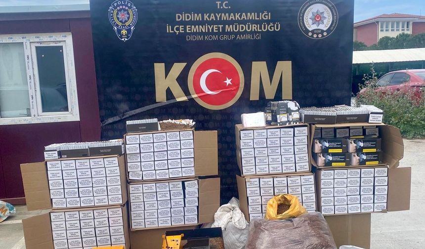Didim’de 195 bin 900 adet doldurulmuş makaron ele geçirildi