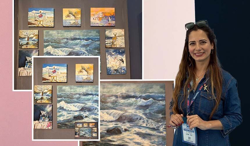 Nazillili ressam eserlerini İzmir Sanat Fuarı’nda sergiledi