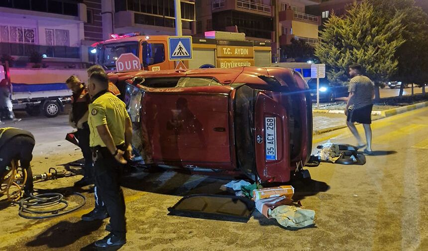 Takla atan otomobilin sürücüsü yaralandı