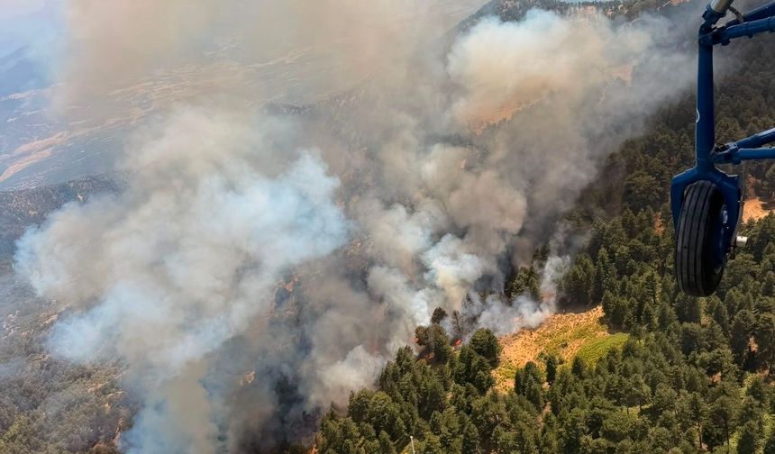 Kuyucak'taki yangına 17 hava aracıyla müdahale sürüyor
