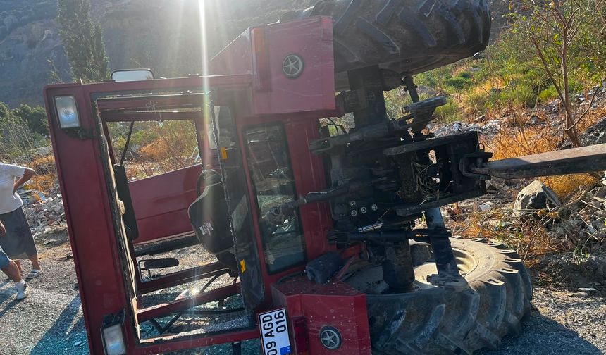 Kontrolden çıkan traktör devrildi: 1 yaralı