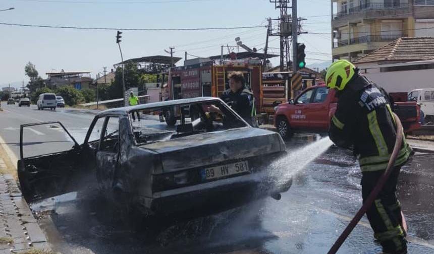 Nazilli’de araç yangını