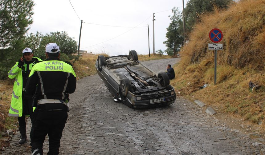 Freni tutmayan otomobil takla attı