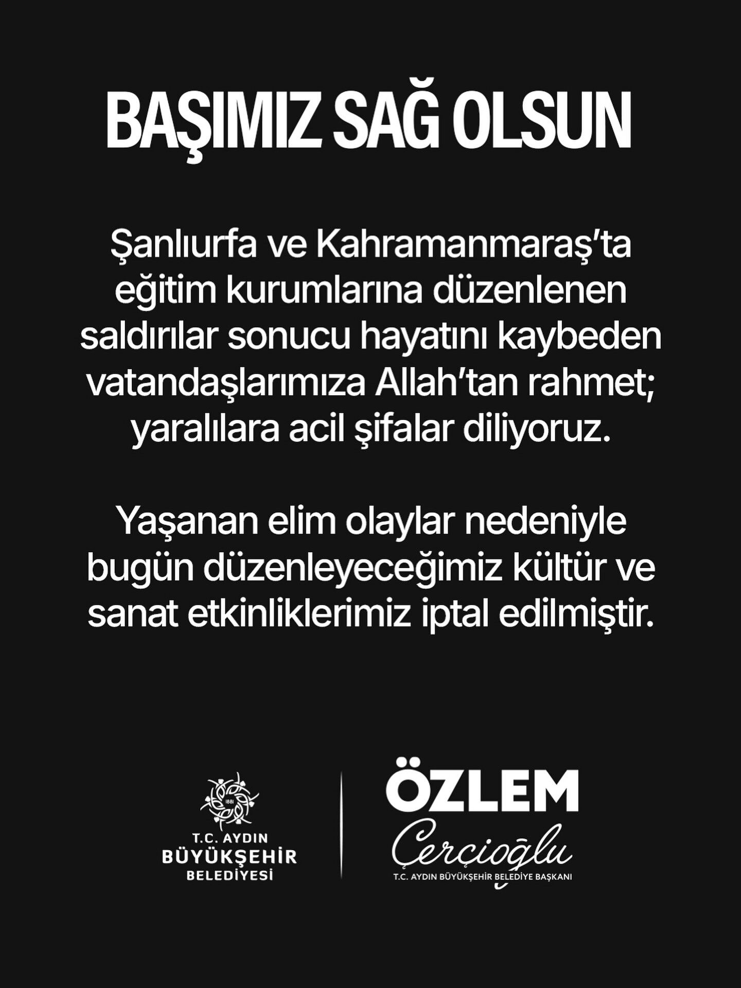 Başkan Çerçioğlu Tüm Etkinlikleri Iptal Etti (1)