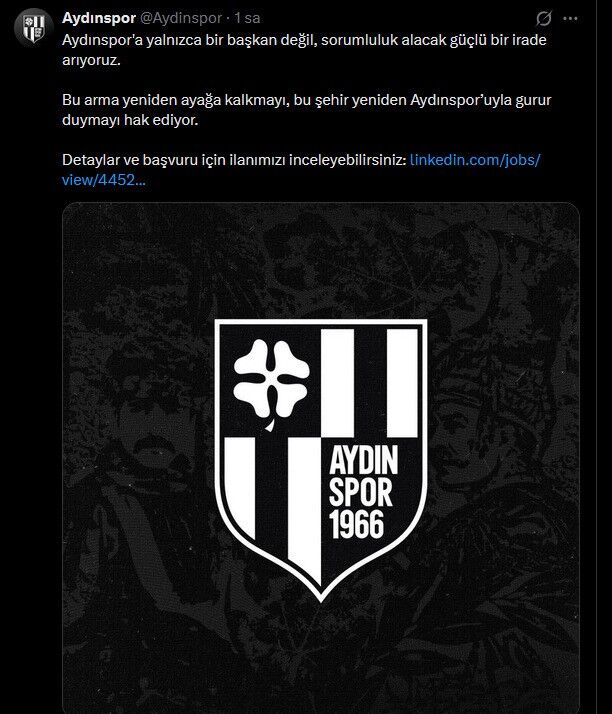 Aydınspor Iş Ilanı Ile Kulüp Başkanı Arıyor (1)