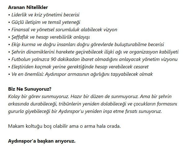 Aydınspor Iş Ilanı Ile Kulüp Başkanı Arıyor (6)
